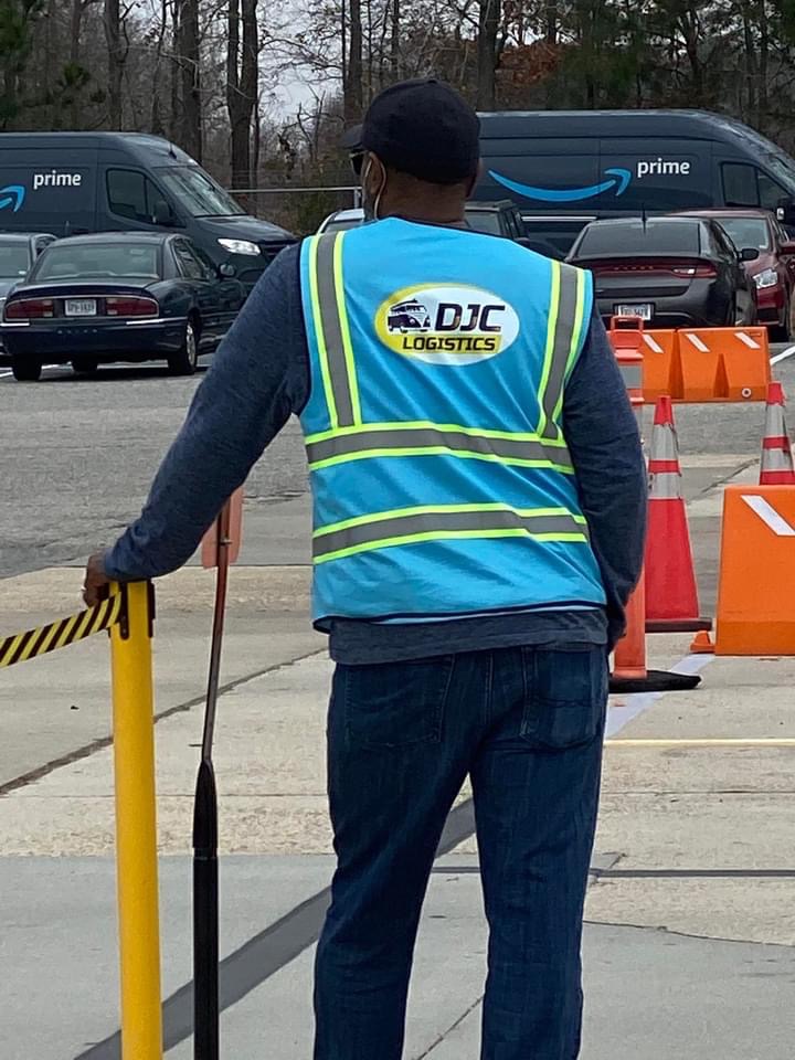 Worker in safety vest outdoors