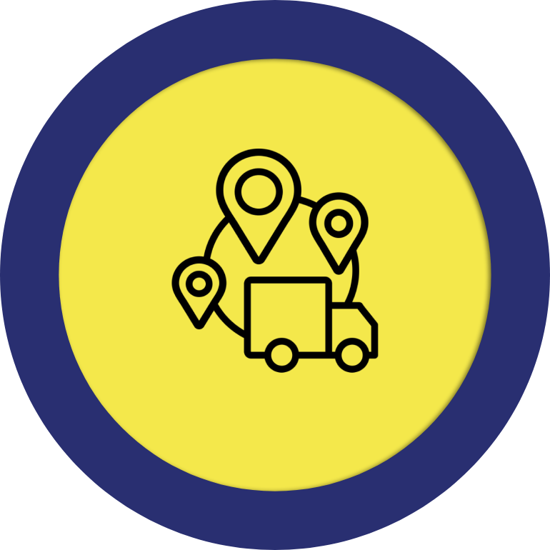 Delivery truck with location pins